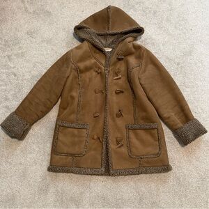 L.L. Bean Brown Faux Suede Coat with Hood